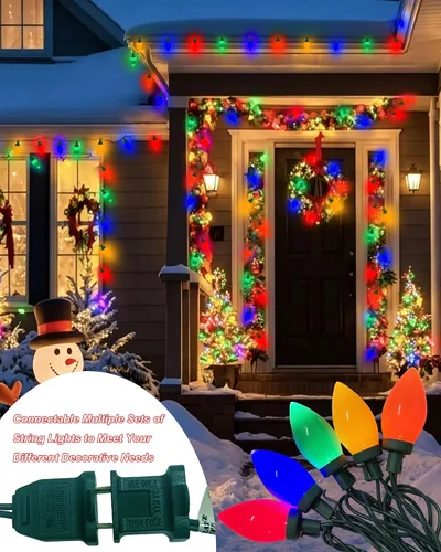 Vista 5 de Luces de Navidad C9 para exteriores, 25 pies, 25 luces LED multicolor