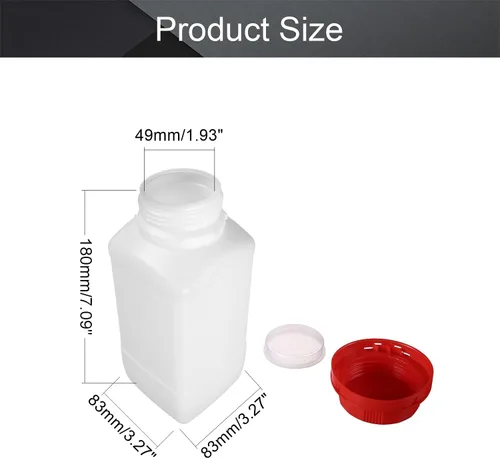 Vista 2 de 4 botellas de plástico de 33.8 fl oz/33.82 onzas, botella de reactivo químico de laboratorio, recipiente de plástico de boca ancha, contenedor