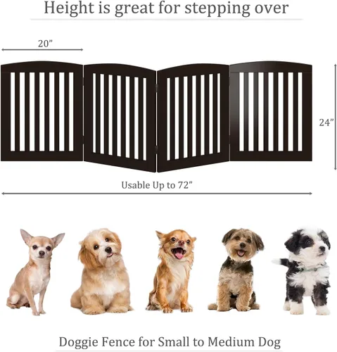 Vista 7 de PAWLAND Puerta Plegable Independiente de Madera para Mascotas para Perros, 24 Pulgadas 3 Paneles Valla de Paso, Puerta para Perros para la Casa