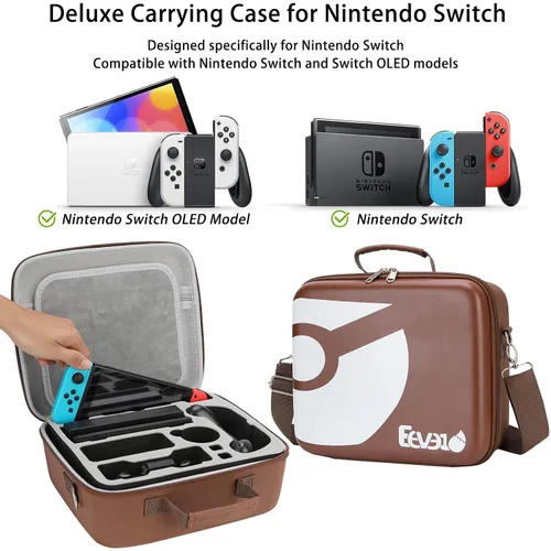 Vista 3 de Pokemon Eevee Large Carrying Storage Case for Nintendo SwitchOLED Model with Shoulder Strap - Hard Travel Messenger Bag for Switch Console, Pro