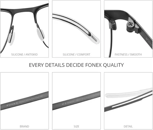 Vista 3 de FONEX Marco de lentes de titanio marco de anteojos óptico de miopía cuadrado para hombre 8521