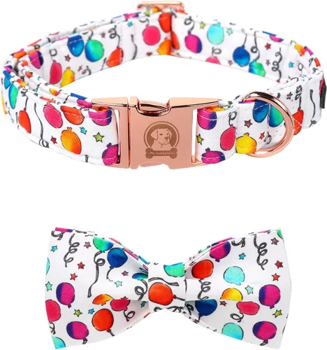 Vista 18 de MR. CHUBBYFACE - Collar de perro de San Valentín con corbatín, lindo collar de perro con corazón azul con hebilla de metal, collar de algodón