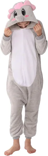 Vista 3 de Disfraz de franela para niños, disfraz de Halloween, Pascua, animales, cosplay para niñas y niños, una pieza
