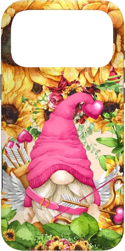 Vista 22 de Valentines Gnome in Cupid Costume for Women with Sunflower Case for iPhone 17