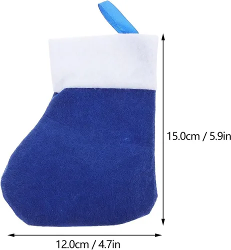Vista 2 de LOGOFUN 8 piezas de cubiertos de Navidad para calcetines de Navidad, cubiertos de cena, decoración de fiesta (azul)