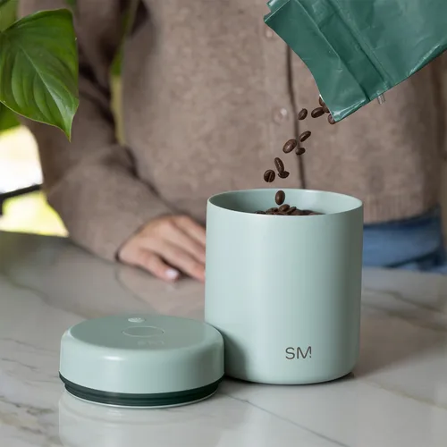 Vista 2 de Simple Modern Delta - Recipiente de café hermético al vacío con tecnología de sellado automático, recipiente de acero inoxidable forrado de cerámica