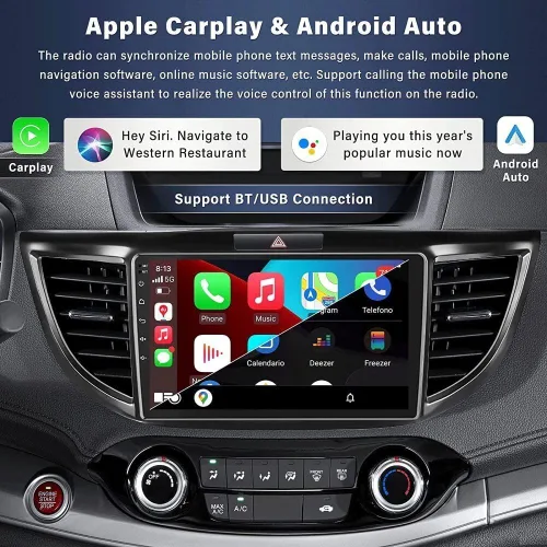 Vista 3 de Android 13.0 Estéreo de coche doble DIN para Honda CRV 2012-2016 10 pulgadas HD pantalla táctil audio multimedia receptor con Carplay Android Auto