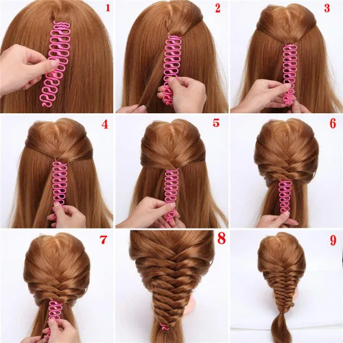 Vista 4 de Juego de 20 herramientas de cola de caballo y trenzado para accesorios de peinado de cabello para mujer
