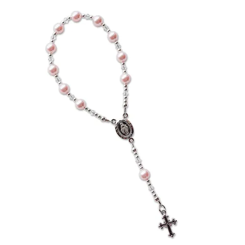 Vista 8 de Precious Pieces Rosario azul de plata de ley regalo de bautismo para bebés niños
