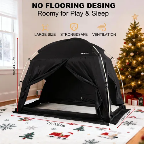 Vista 2 de Carpas de Cama con Dosel - Carpa de Ensueño Privada para Dormir Cómodamente en Interiores, Reductora de Luz y Transpirable, con Carpa de Cama