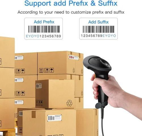 Vista 8 de Eyoyo EYH2 - Escáner de código de barras USB 2D portátil, escáner automático de código QR con cable PDF417, lector de código de barras de matriz