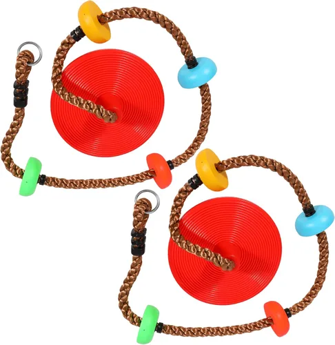 Vista 10 de REDCAMP Columpios de cuerda de escalada para árboles, asiento de columpio de disco de plástico resistente para niños y adultos con correa