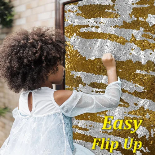 Vista 7 de Partisout Tela de lentejuelas reversible de 1 yarda: plata a oro de dos tonos, tela de purpurina de sirena para vestidos de bricolaje, telones
