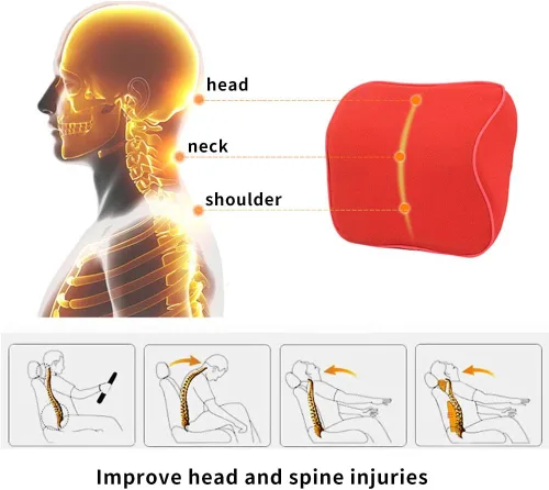 Vista 7 de Cojín lumbar para coche, cojín de respaldo y reposacabezas para cuello, cojín de espuma viscoelástica con alivio del dolor de espalda para Mazda