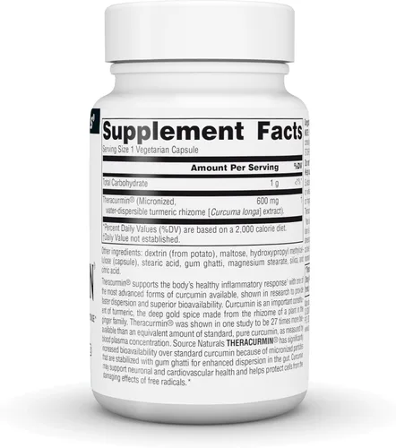Vista 3 de Source Naturals Theracurmin, Apoya la Respuesta Inflamatoria Saludable*, 600 mg - 30 Cápsulas Vegetarianas