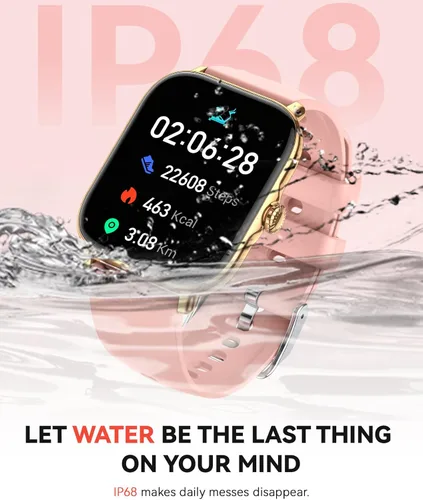Vista 6 de Reloj inteligente para mujeres y hombres, llamadas Bluetooth, reloj de seguimiento de pasos para Android y iPhone, reloj inteligente impermeable