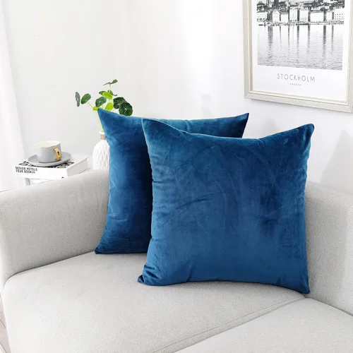 Vista 56 de NiNi ALL - Fundas de almohada decorativas de terciopelo 30x30 cm, paquete de 2 unidades, color azul bebé, suaves para sofá, dormitorio, sala
