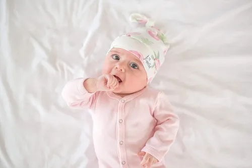 Vista 3 de Copper Pearl Baby Beanie Hat Top Knot