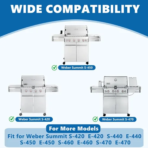 Vista 3 de SafBbcue 67669 Barras aromatizantes de 18-1/8 pulgadas para parrillas de gas Weber Summit 400 Series E/S-420/450/440/460/470, 9 piezas de repuesto