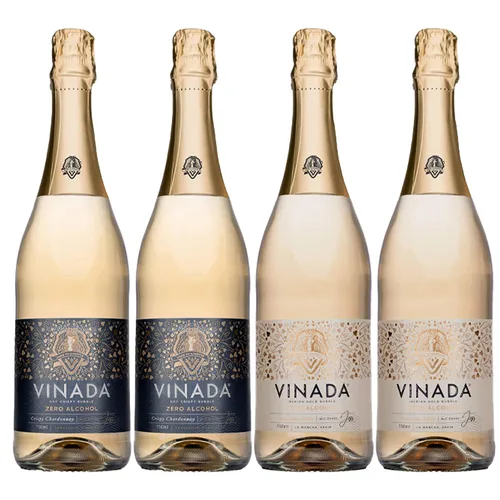 Vista 11 de VINADA - Chardonnay crujiente - Vino Cero Alcohol - 25.4 fl oz (4 Botellas de Vidrio)