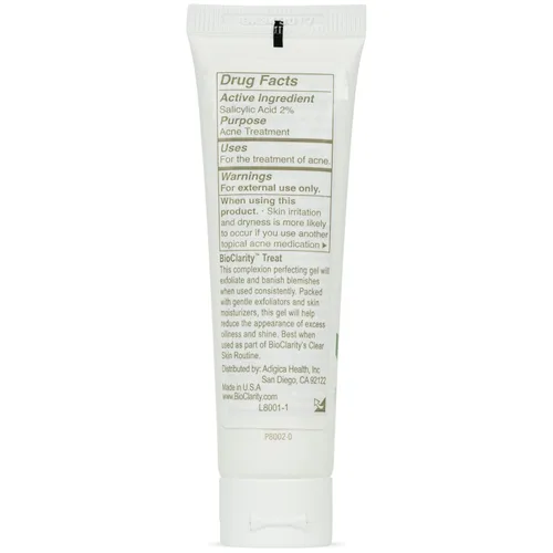 Vista 3 de bioClarity Gel de tratamiento para el acné 2% ácido salicílico + núcleo de avena hidratante 100% vegano, ingredientes limpios 1 onza líquida
