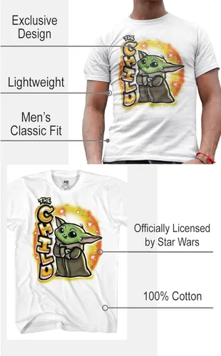 Vista 2 de STAR WARS Camiseta Yoda para niños con cepillo para bebé, Blanco
