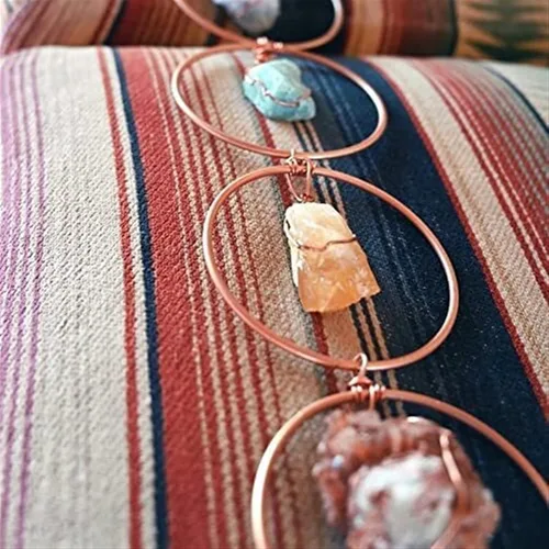 Vista 5 de Piedras preciosas de cristal de chakra crudo, decoración de pared de piedras preciosas de cristal crudo, adorno colgante de meditación, decoración