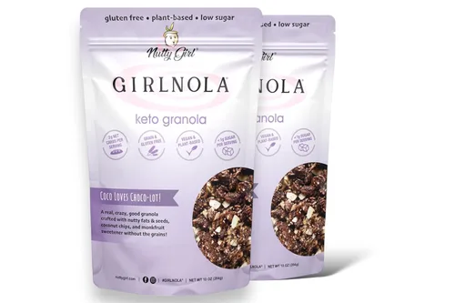 Vista 14 de Cereal de granola bajo en azúcar y bajo en carbohidratos Let's Peanut Butter Party Paquete de 2 Nutty Girl Keto Girlnola®