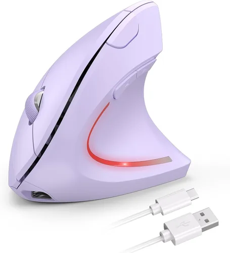 Vista 10 de TECKNET Ratón Ergonómico, Ratón Vertical Inalámbrico Recargable para Túnel Carpiano Mano Derecha, 4800 DPI 5 Niveles Ajustables 2.4GHz con Receptor