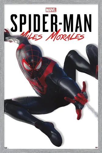 Vista 17 de Trends International Marvel Comics - Póster de pared de la serie Miles Morales, 22.4 pulgadas de largo x 14.7 pulgadas, versión enmarcada de madera