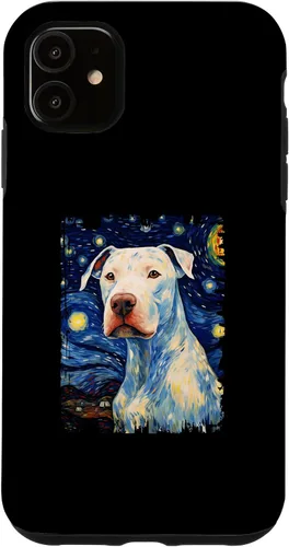 Vista 5 de iPhone 14 Dogo Argentino Dog Starry Night Painting Dog Mom Dad Case