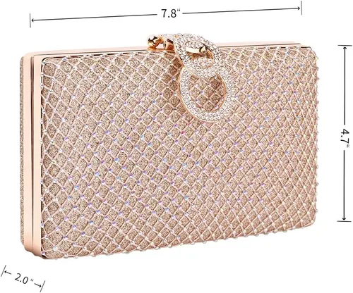Vista 2 de Mulian LilY M106 Glitter Embrague Monedero Para Mujeres Brillante Noche Bolsos Fiesta Fiesta Bolso Rosa Oro