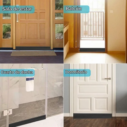 Vista 7 de Suptikes Paquete de 2 topes para puerta, barrido de puerta para puertas exteriores e interiores, sello inferior de puerta, aislamiento contra