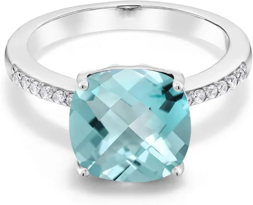 Vista 75 de Gem Stone King Anillo de compromiso de plata de ley 925 con piedra preciosa de corte cojín de 0.39 pulgadas Anillo de compromiso de aniversario