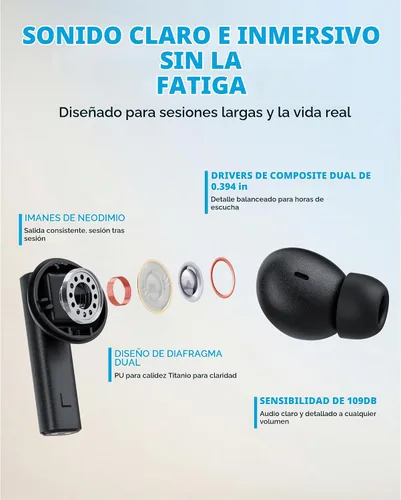 Vista 9 de TREBLAB Auriculares inalámbricos X8 True - Cancelación activa de ruido