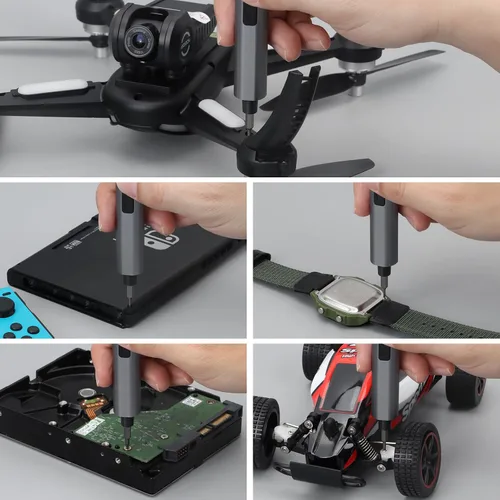 Vista 8 de SHARDEN Mini destornillador eléctrico, kit de destornillador eléctrico pequeño 29 en 1 con 24 puntas magnéticas, herramienta de reparación
