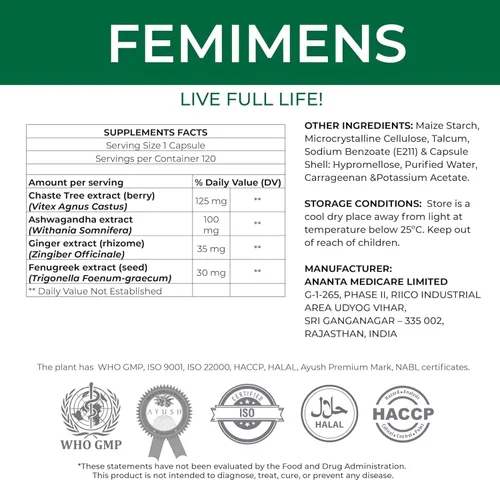 Vista 9 de FEMIMENS - Suplemento de apoyo para el síndrome premenstrual para mujeres - Alivio del síndrome premenstrual para mujeres y alivio de calambres