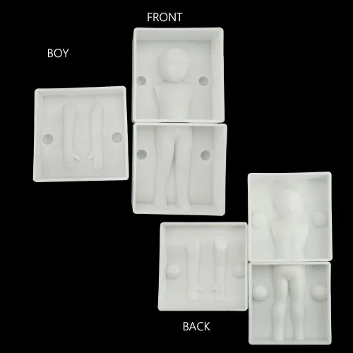 Vista 7 de Juego de 3 moldes de plástico para fondant humano 3D, hombre, mujer, niños, muñeca, cuerpo, brazo, pierna, polímero, plantillas de bricolaje