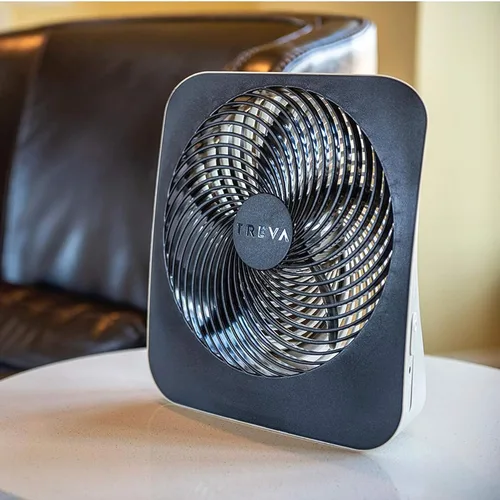 Vista 6 de Treva Ventilador portátil de 10 pulgadas, alimentado por batería y/o adaptador de CA - Ventilador de escritorio con circulación de aire con 2