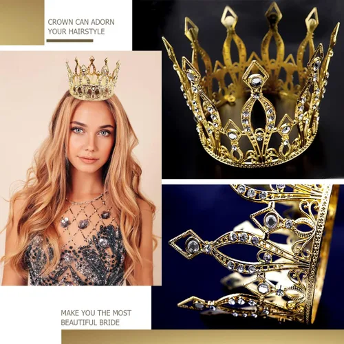 Vista 4 de DOERDO - Corona para pastel de diamantes de imitación hecha a mano, tiara para decoración de tartas, postres para bodas, cumpleaños, suministros
