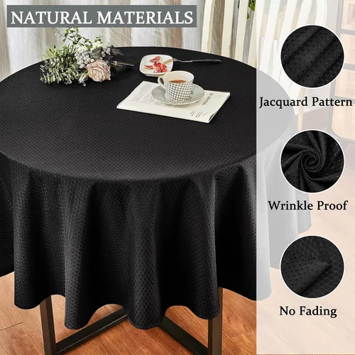 Vista 3 de Mantel redondo de poliéster resistente al agua y las manchas, lavable, mantel de tela para mesa de cocina y comedor