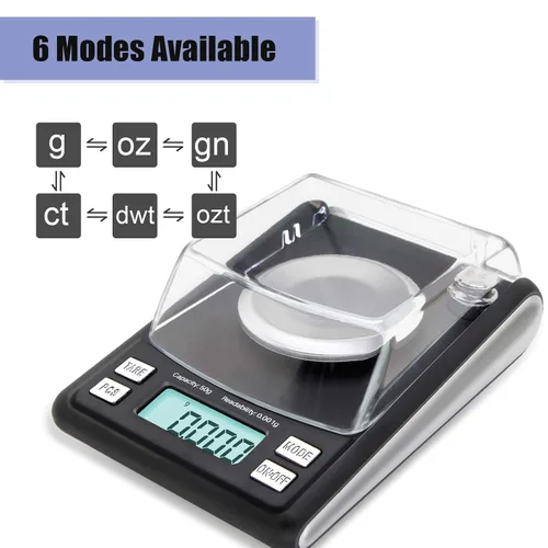 Vista 3 de Báscula de miligramos Fuzion 1.76 oz/0.00 oz, báscula de polvo con 6 accesorios Incluye pesas de calibración, escala de mg para polvo, suplemento
