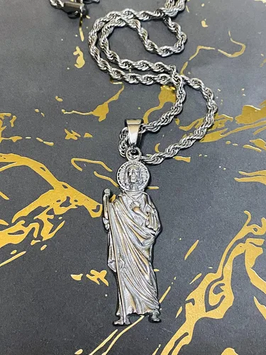 Vista 8 de San Judas - Colgante de plata para hombre y mujer, cadena de cuerda de acero inoxidable real de 0.118 in, joyería Mans, colgante de joyería