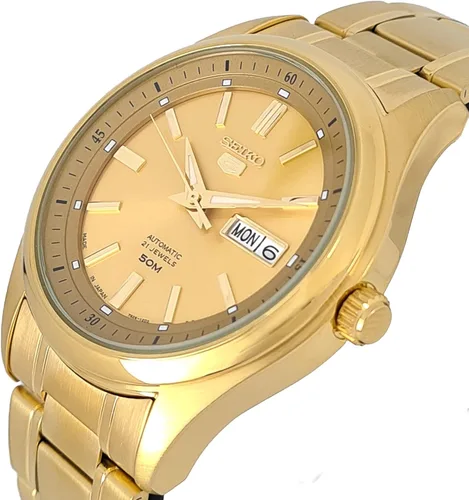 Vista 2 de SEIKO Reloj automático con esfera dorada para hombre SNKN96J1, Oro