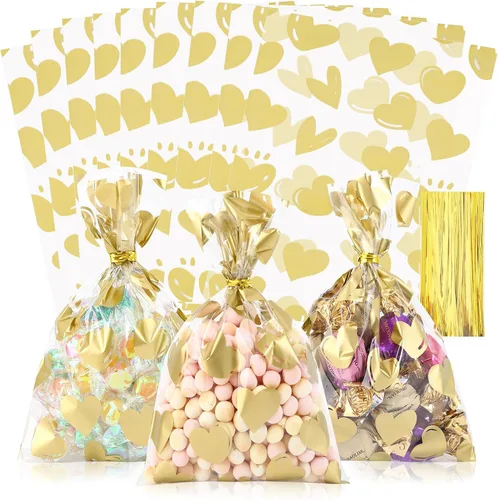 Vista 21 de 100 bolsas de regalo con estampado de estrellas de 3 x 5 pulgadas, bolsas de regalo de celofán, bolsas de regalo de celofán, bolsas de regalo