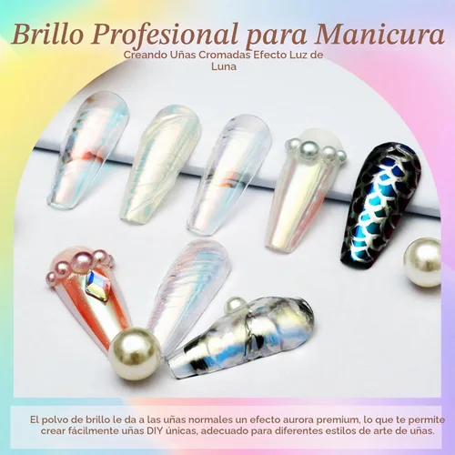 Vista 7 de Laza Polvo de uñas de cromo unicornio esmaltado dona uñas pigmento