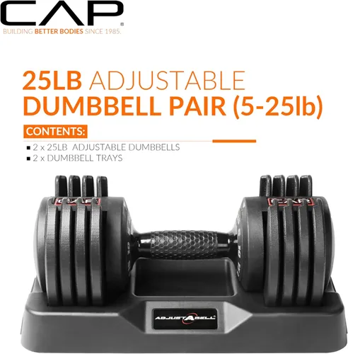 Vista 40 de CAP ADJUSTABELL - Juego de mancuernas ajustables de selección rápida de primera calidad para entrenamiento de fuerza, individuales y pares, 12.5