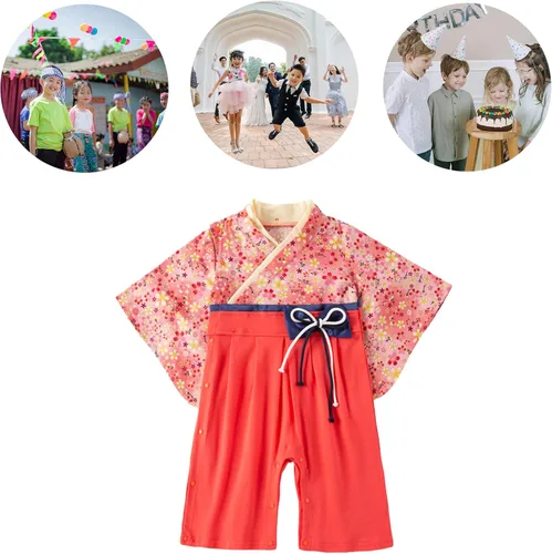 Vista 8 de Mono para bebé, kimono japonés, de algodón, para niñas, estilo japonés, con 2 pares de calcetines