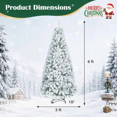 Vista 3 de POWERSTONE Árbol de Navidad artificial, flocado de nieve sin iluminación