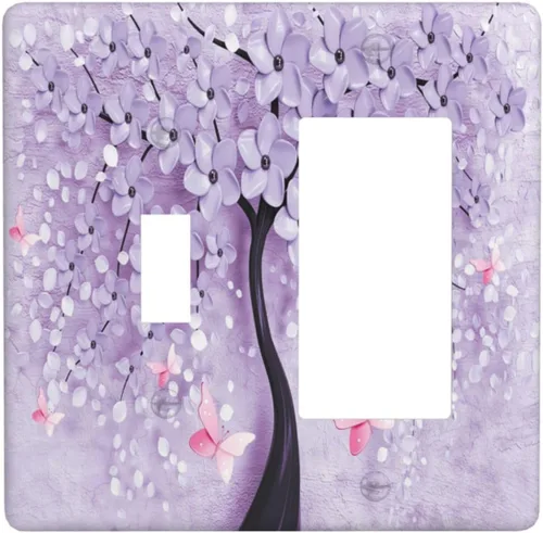 Vista 83 de Cubierta para Interruptor de Luz Árbol Morado 3D de 1 Gang Cubierta de Placa de Pared Cubiertas de Tomacorriente de Palanca Individual Placa